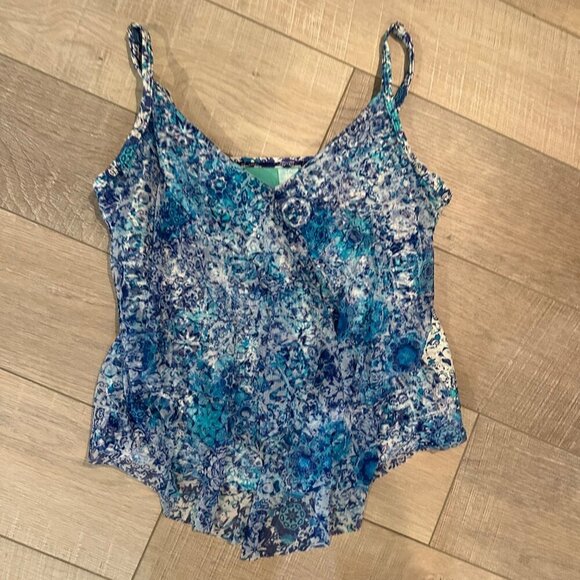 SUNSETS WOMENS BLUE TANKINI BATHING SUIT TOP 38D - Picture 1 of 12